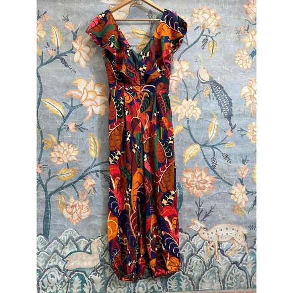 New Anthropologie Farm Rio Ruffled Jumpsuit size Xs - Picture 4 of 7